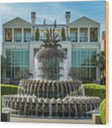 Charleston Pineapple Fountain Wood Print