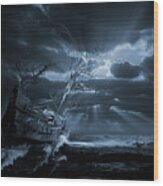 Chasing The Light Ghost Ship Series Wood Print