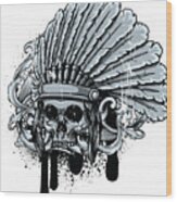 Chebeya Skull With Headdress Wood Print