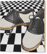 Checkered Saddle Shoes Wood Print