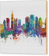 Chicago And Oakland Skyline Mashup Wood Print