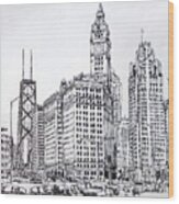 Chicago Downtown Wood Print