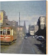 Chicago Streetcar On Randolf Near Halstead 1950s Wood Print