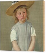 Child In A Straw Hat. Dated C. 1886. Wood Print
