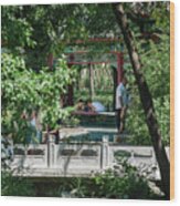 Children Playing In A Park Of Tianjin City Wood Print