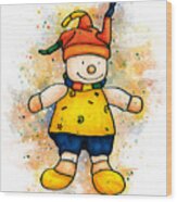 Children's Toy Painting, Clown Toy Wood Print