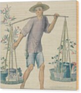 Chinese Flower Seller Wood Print