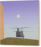 Chinook Helicopter At Portland War Memorial Wood Print