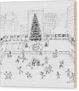 Christmas At The Ice Rink Wood Print