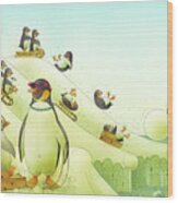 Christmas For The Penguins Wood Print
