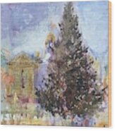 Holiday In The City, Impressionist Oil Painting Wood Print