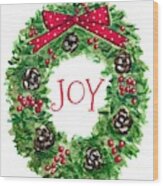 Christmas Joy Wreath Wood Print