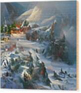Christmas On The Mountain Wood Print