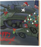 Christmas Tank Race Wood Print