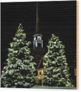 Christmas Time In Picturesque Stowe Vermont. Wood Print