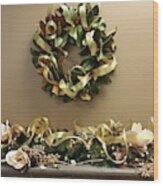 Christmas Wreath And Swag Wood Print