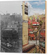 City - Cincinnati, Oh - Climbing Up The Hill 1915 - Side By Side Wood Print