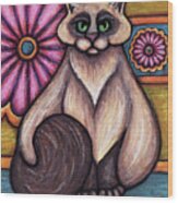 Clarice. The Hauz Katz. Cat Portrait Painting Series. Wood Print