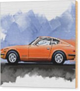 Classic Datsun 240z - Orange Wood Print
