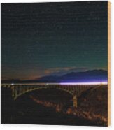Clear Starry Night At The Gorge Bridge Wood Print