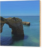 Cliff Arch In Lagoa Beach Wood Print