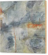 Climate Change Abstract Movement In Stone Blue Orange Ochre White Wood Print