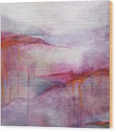Climate Change Iii Abstract Landscape Sunset In Red Pink Purple Orange Gray Wood Print