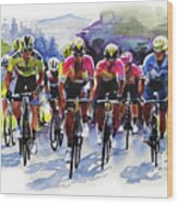 Climbing Forever The Yellow Jersey Group Wood Print