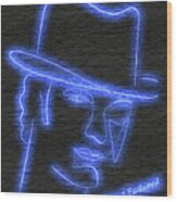 Clint Eastwood Neon Portrait Wood Print