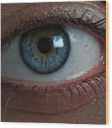 Close Up Of A Human Blue Eye Wood Print