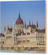 Close Up Shot Of The Hungarian Parliament Building Wood Print