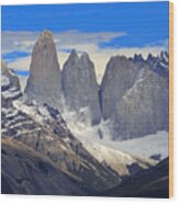 Closeup Of The Peaks Of Las Torres, Patagonia, Chile Wood Print