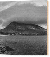 Cloud Shrouding The Top Of Mt. Slievemore Wood Print