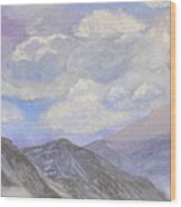 Clouds And Mountains Wood Print