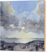 Clouds Over The Sea Wood Print