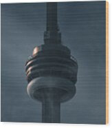 Cn Tower In The Mist Wood Print