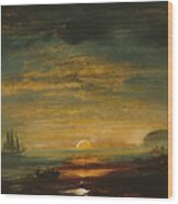 Coast Landscape With Sunset Wood Print