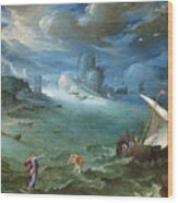 Coastal Landscape With The Calling Of Saint Peter Wood Print