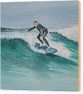 Coastal Surfer Wood Print