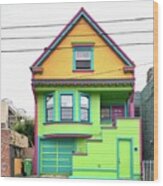 Color Pop House Wood Print