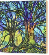 Colorful Abstract Trees Wood Print