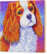 Colorful Cavalier King Charles Spaniel Dog Wood Print