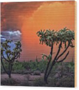 Colorful Desert Storm In Central Arizona Wood Print