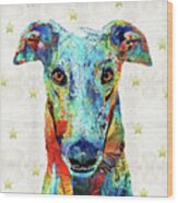Colorful Greyhound Dog Art - Sharon Cummings Wood Print
