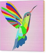 Colorful Hummingbird Design Wood Print