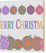 Colorful Merry Christmas Wood Print