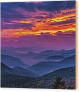 Colorful Mountain Sunset Wood Print