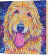 Colorful Rainbow Goldendoodle Wood Print