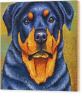 Colorful Rottweiler Dog Wood Print