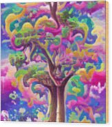 Colorful Tree Wood Print